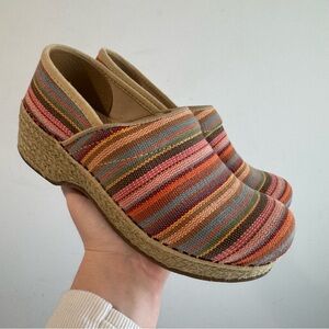 Dansko Vegan Jute Pro Striped Espadrille Clogs Size 36